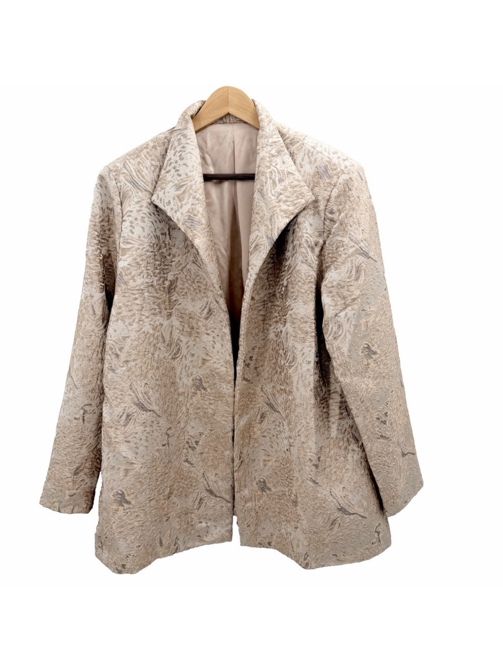 Vintage Custom Made Silk Jacquard Pink Abstract Blazer Evening Jacket Womens 2X